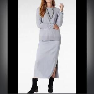 J.Jill Wearever Gray Mixed Media Maxi Dress Size Med Medium